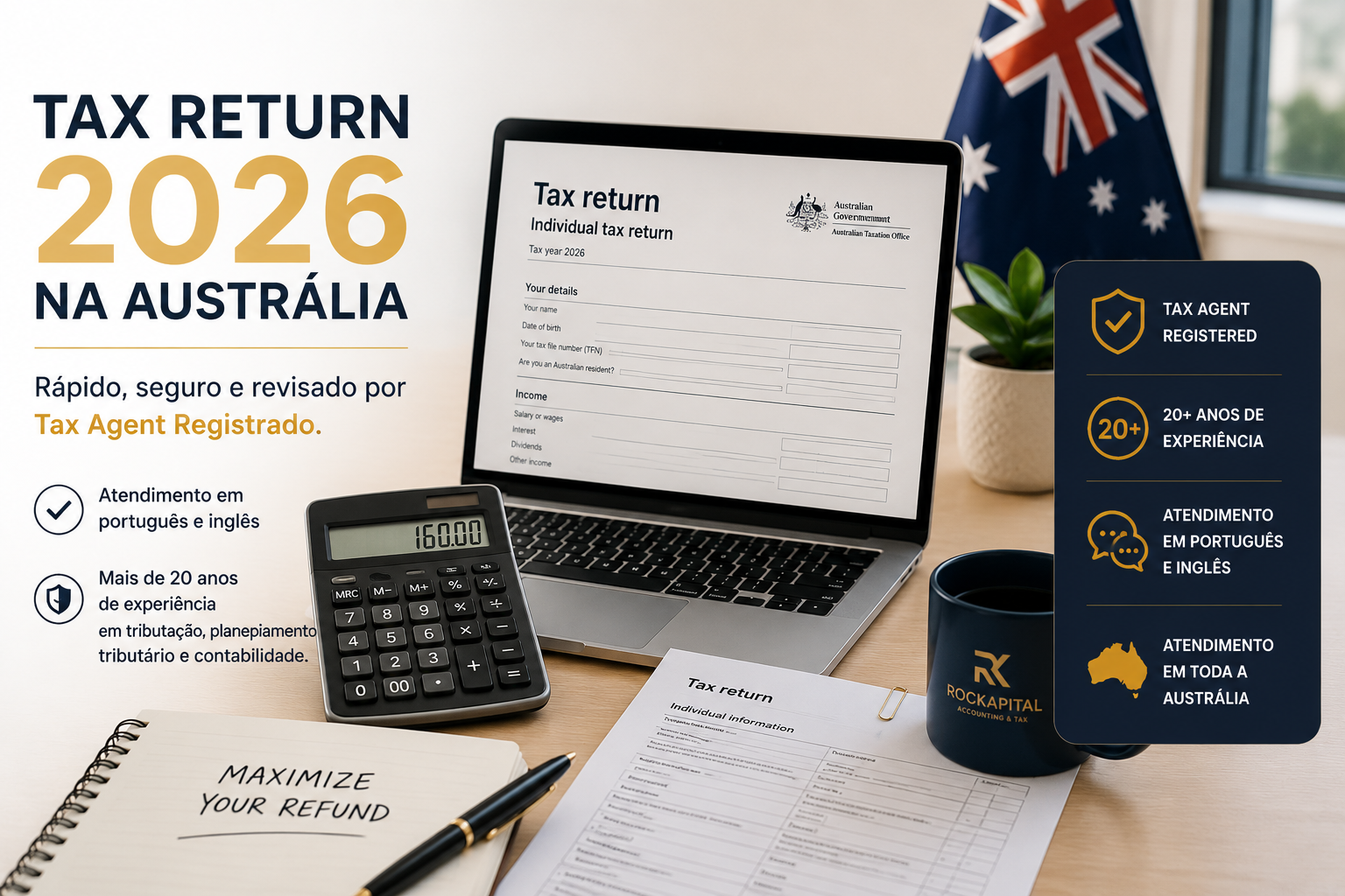 Tax Return 2026 na Austrália com atendimento em português